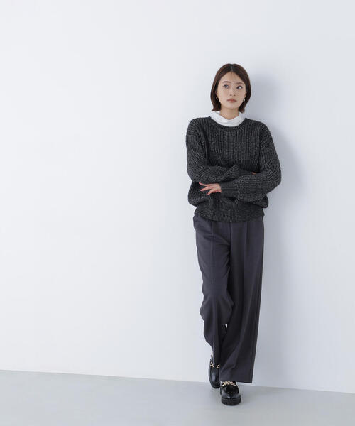 NATURAL BEAUTY BASIC（ナチュラルビューティーベーシック）の「◇ウォームタッチワイドパンツ（その他パンツ・レディース・チャコールグレー/ベージュ・SMALL/MEDIUM/P/S）」の9枚目の写真