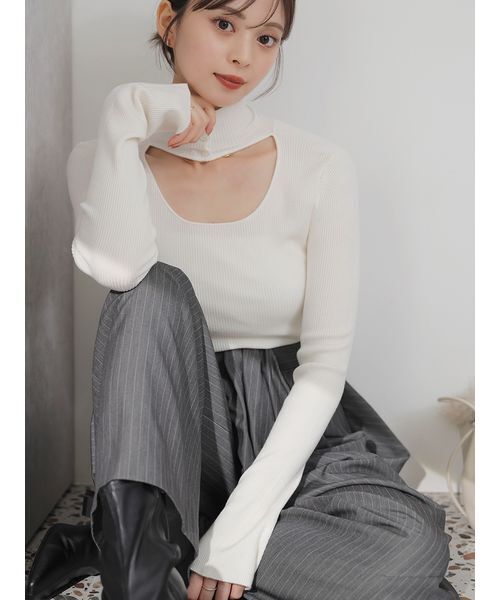 SNIDEL（スナイデル）の「ハイウエストドレープパンツ（その他パンツ・レディース・アイボリー/グレー/ネイビー・0/1）」の6枚目の写真