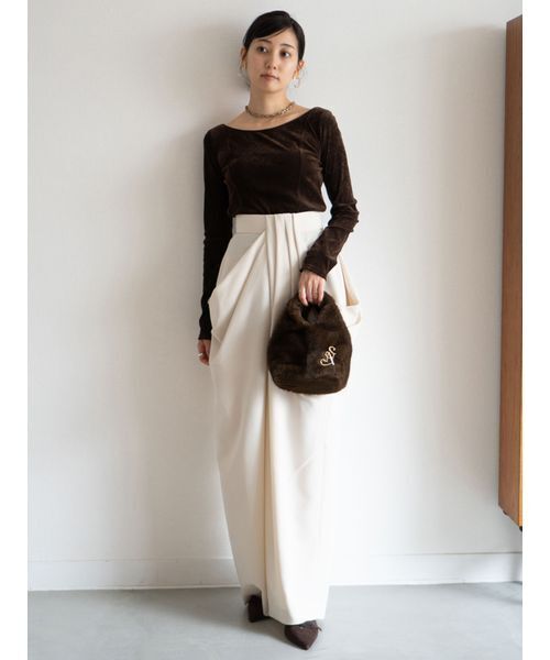 SNIDEL（スナイデル）の「ハイウエストドレープパンツ（その他パンツ・レディース・アイボリー/グレー/ネイビー・0/1）」の2枚目の写真