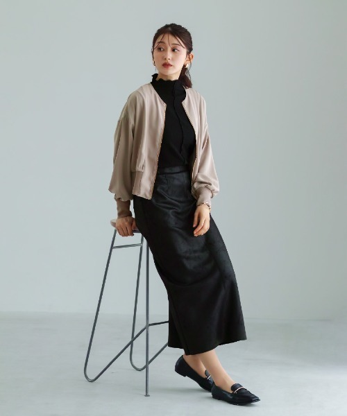 Emilyan（エミリアン）の「【 手洗いできる 】 ストレッチフェイクレザー・ナロースカート（スカート・レディース・ブラウン/ブラック・M）」の18枚目の写真