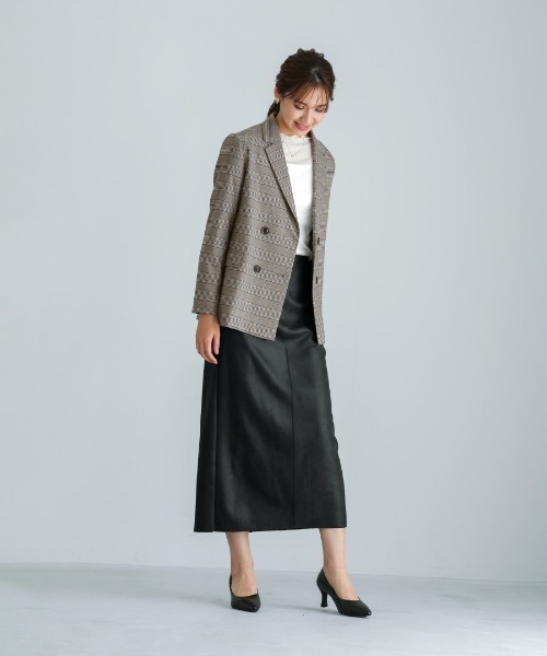 Emilyan（エミリアン）の「【 手洗いできる 】 ストレッチフェイクレザー・ナロースカート（スカート・レディース・ブラウン/ブラック・M）」の20枚目の写真