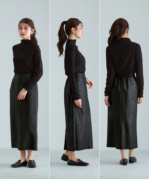 Emilyan（エミリアン）の「【 手洗いできる 】 ストレッチフェイクレザー・ナロースカート（スカート・レディース・ブラウン/ブラック・M）」の16枚目の写真