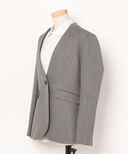 m.f.editorial（エムエフエディトリアル）の「【ストレッチ ウォッシャブル】タカキューレディース ノーカラージャケット＋セミワイドパンツ（スーツセット・レディース・ベージュ・SMALL/MEDIUM/LARGE/X-LARGE）」の2枚目の写真