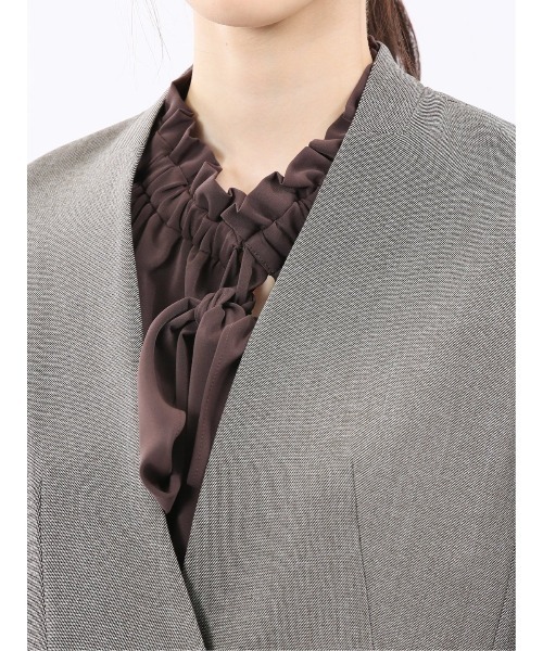 m.f.editorial（エムエフエディトリアル）の「【ストレッチ ウォッシャブル】タカキューレディース ノーカラージャケット＋セミワイドパンツ（スーツセット・レディース・ベージュ・SMALL/MEDIUM/LARGE/X-LARGE）」の8枚目の写真