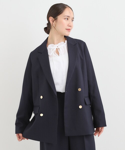 DRESKIP（ドレスキップ）の「【洗える/S-LL/セットアップ可】カジュアルからきれいめまで ダブルジャケット（テーラードジャケット・レディース・ブラウン系その他/ネイビー/グレー系1・03/04/01/02）」の5枚目の写真