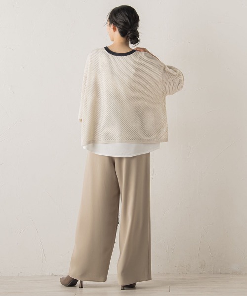 Droite lautreamont（ドロワットロートレアモン）の「メッシュ柄レイヤードニット≪手洗い可能≫（ニット/セーター・レディース・ライトグレー/オフホワイト/グリーン・M）」の22枚目の写真