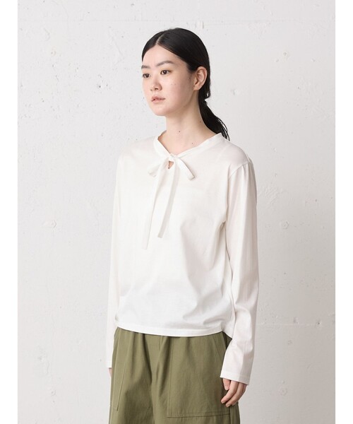 MidiUmi(ミディウミ)の「MidiUmi ボウタイプルオーバー(Tシャツ/カットソー・レディース・ライトグレー/ライトブルー/オフホワイト/ブラック・FREE)」の10枚目の写真