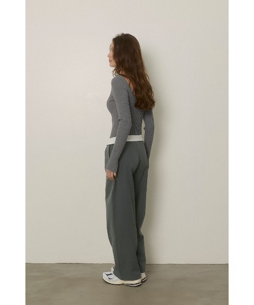 セール】Wellness Turn-up Waist Warm Pants /裏起毛 ウエスト折返し