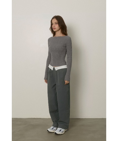 ALEXIA STAM（アリシアスタン）の「Wellness Turn-up Waist Warm Pants /裏起毛 ウエスト折返しパンツ（その他パンツ・レディース・グレー/ブラック・M/S）」の6枚目の写真