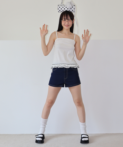 RONRON(ロンロン)の「DOT FRILL STITCH SLEEVELESS WHITE(Tシャツ/カットソー・レディース・その他・FREE)」の3枚目の写真