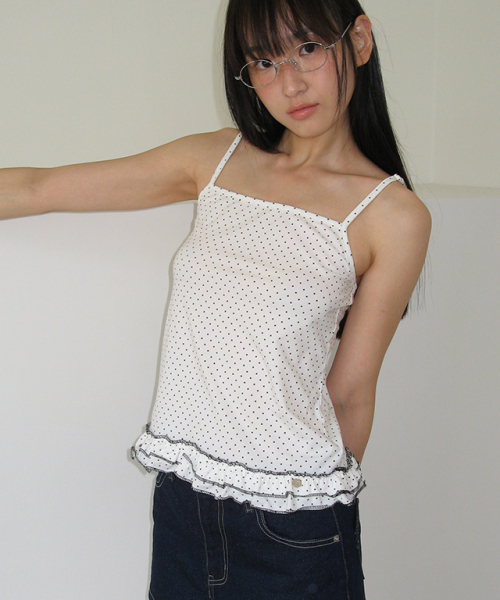 RONRON(ロンロン)の「DOT FRILL STITCH SLEEVELESS WHITE(Tシャツ/カットソー・レディース・その他・FREE)」の5枚目の写真