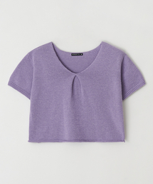 KNOT V NECK SHORT SLEEVE KNIT PURPLE
