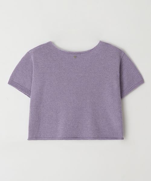 RONRON(ロンロン)の「KNOT V NECK SHORT SLEEVE KNIT PURPLE(Tシャツ/カットソー・レディース・その他・FREE)」の2枚目の写真