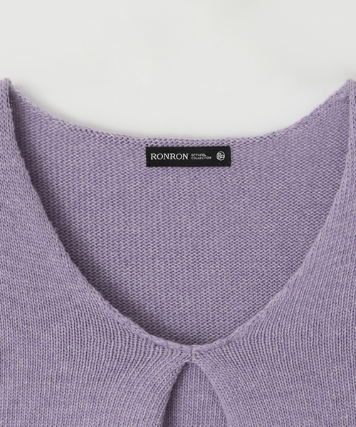 RONRON(ロンロン)の「KNOT V NECK SHORT SLEEVE KNIT PURPLE(Tシャツ/カットソー・レディース・その他・FREE)」の3枚目の写真