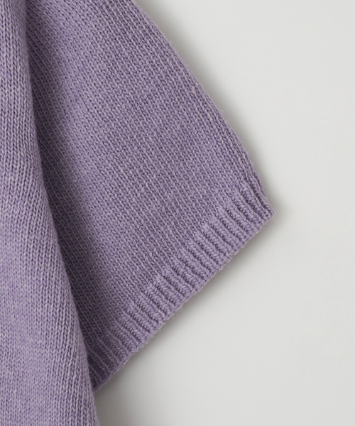 RONRON(ロンロン)の「KNOT V NECK SHORT SLEEVE KNIT PURPLE(Tシャツ/カットソー・レディース・その他・FREE)」の4枚目の写真