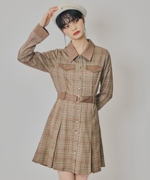 REDYAZEL（レディアゼル）の「バイカラーチェックボックスプリーツシャツミニワンピース（ワンピース）」