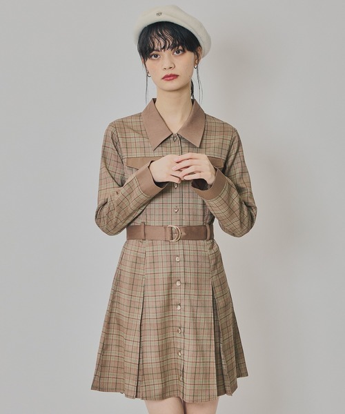 REDYAZEL（レディアゼル）の「バイカラーチェックボックスプリーツシャツミニワンピース（ワンピース・レディース・ネイビー/ブラウン/グレー・SMALL/MEDIUM）」の22枚目の写真