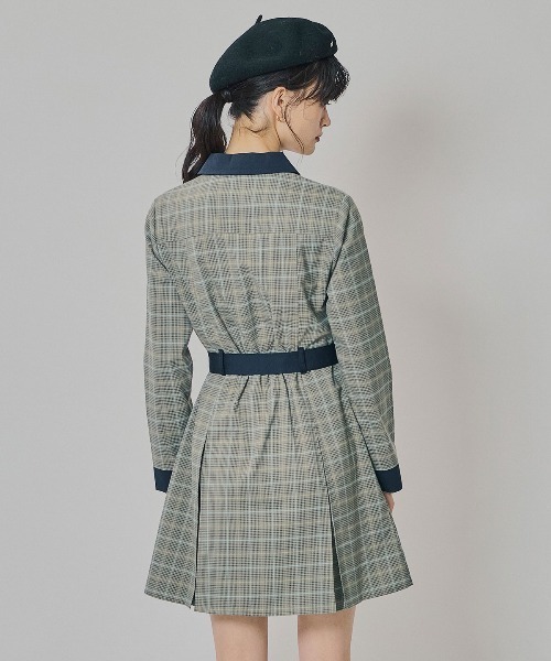 REDYAZEL（レディアゼル）の「バイカラーチェックボックスプリーツシャツミニワンピース（ワンピース・レディース・ネイビー/ブラウン/グレー・SMALL/MEDIUM）」の10枚目の写真
