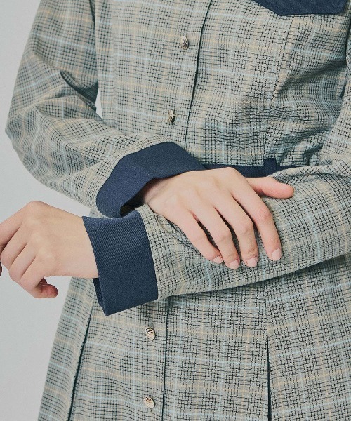 REDYAZEL（レディアゼル）の「バイカラーチェックボックスプリーツシャツミニワンピース（ワンピース・レディース・ネイビー/ブラウン/グレー・SMALL/MEDIUM）」の12枚目の写真