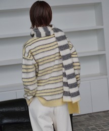 LE CIEL BLEU（ルシェルブルー）の「ブラッシュドモヘアストライプトスカーフ / Brushed Mohair Striped Scarf（ニット/セーター）」