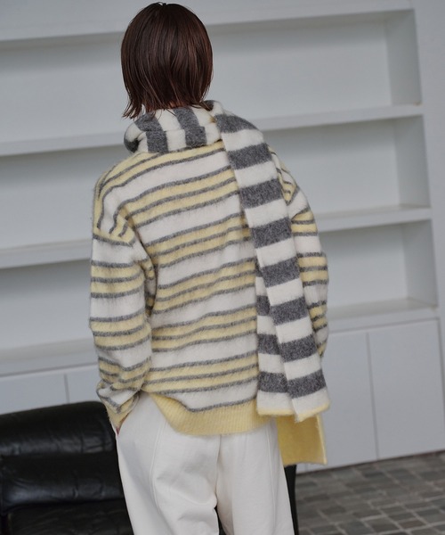 ブラッシュドモヘアストライプトスカーフ / Brushed Mohair Striped Scarf