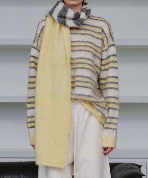 LE CIEL BLEU(ルシェルブルー)の「ブラッシュドモヘアストライプトスカーフ / Brushed Mohair Striped Scarf(ニット/セーター・レディース・ライトイエロー・36)」の8枚目の写真