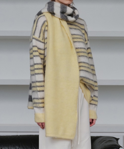 LE CIEL BLEU(ルシェルブルー)の「ブラッシュドモヘアストライプトスカーフ / Brushed Mohair Striped Scarf(ニット/セーター・レディース・ライトイエロー・36)」の7枚目の写真