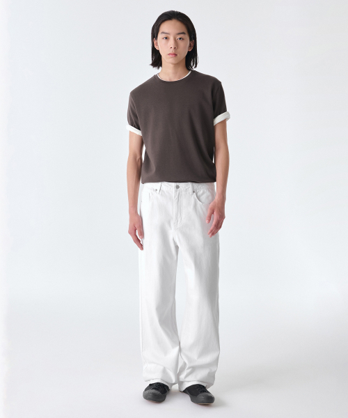 MUSINSA STANDARD（ムシンサスタンダード）の「リネンライクワイドデニムパンツ[ホワイト]（デニムパンツ・メンズ・その他・32/30/31/27/40/38/36/34/33/29/28/26）」の2枚目の写真