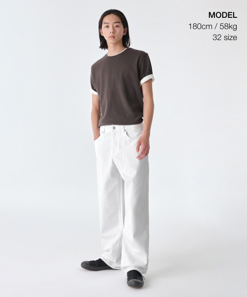MUSINSA STANDARD（ムシンサスタンダード）の「リネンライクワイドデニムパンツ[ホワイト]（デニムパンツ・メンズ・その他・32/30/31/27/40/38/36/34/33/29/28/26）」の3枚目の写真