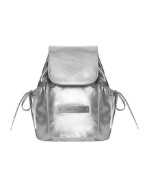 CRYSTAL LEATHER SHIRRING BACKPACK_SILVER