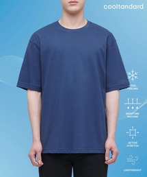 [クールタンダード] リラックスフィットクルーネックTシャツ [ダスティブルー]