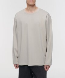 シルケットリラックスドクルーネック長袖Tシャツ[ダスティクリーム]