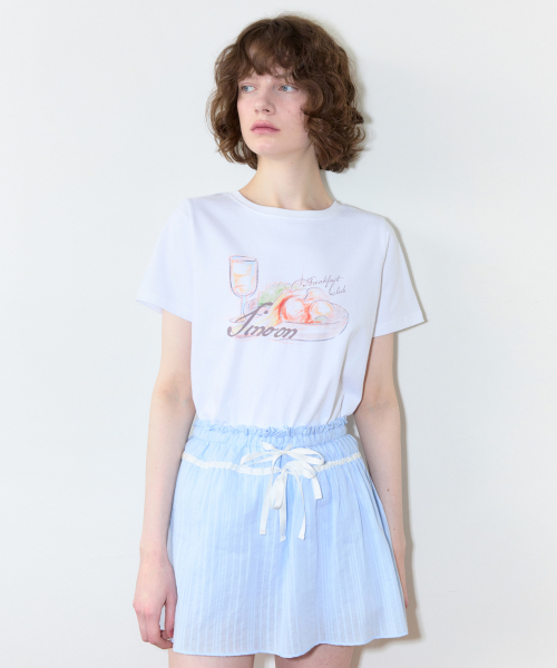 SINOON(シヌーン)の「Sinoon Breakfast Club T-Shirt (White)(Tシャツ/カットソー・レディース・ホワイト・FREE)」の1枚目の写真