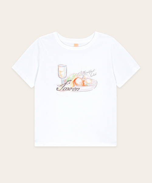 SINOON(シヌーン)の「Sinoon Breakfast Club T-Shirt (White)(Tシャツ/カットソー・レディース・ホワイト・FREE)」の4枚目の写真