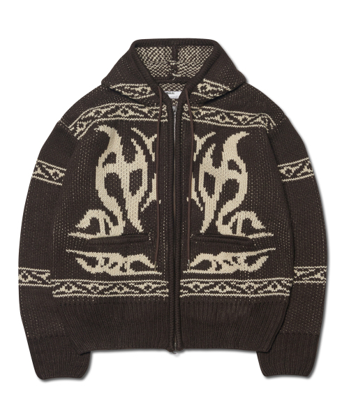 NOMANUAL(NOMANUAL)の「COWICHAN HOODED ZIP-UP - BROWN(ニット/セーター・レディース・その他・LARGE/X-LARGE/MEDIUM)」の2枚目の写真