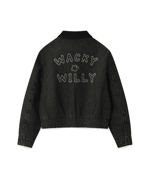 Wacky WiLLy(ワッキーウィリー)の「ウィメンズカラー配色ブルゾンデニムジャケットブラック(デニムジャケット・レディース・その他・FREE)」の3枚目の写真