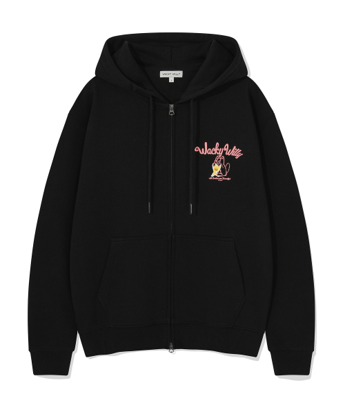 Wacky WiLLy(ワッキーウィリー)の「キキレオロゴフードジップアップブラック(パーカー・レディース・その他・SMALL/LARGE)」の1枚目の写真