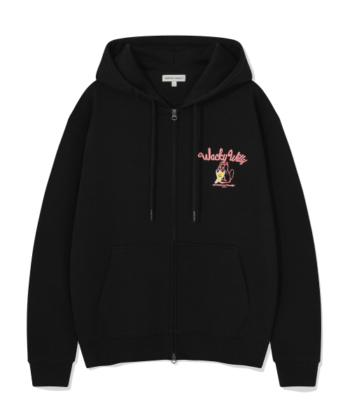 Wacky WiLLy(ワッキーウィリー)の「キキレオロゴフードジップアップブラック(パーカー・レディース・その他・SMALL/LARGE)」の2枚目の写真