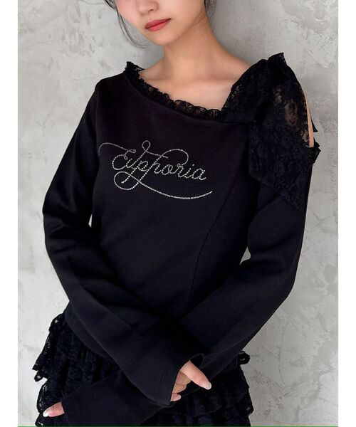 RESEXXY(リゼクシー)の「レーストリミングトップス(Tシャツ/カットソー・レディース・ホワイト/ブラック/グレー・FREE)」の3枚目の写真