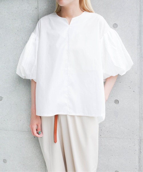 SWITCH BY ARCH(スイッチバイアーチ)の「【W】【it】【ARC】【SWITCH by ARCH】ストライプ ドビー バルーン スリーブ プルオーバー(シャツ/ブラウス・レディース・ブラウン/ブラック/オフホワイト・FREE)」の4枚目の写真