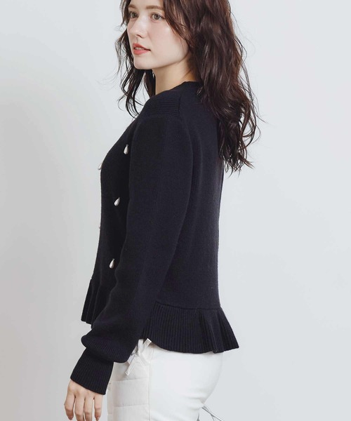 PICCIN PERLA(ピッチンペルラ)の「ティアドロップパールペプラムニット(ニット/セーター・レディース・オフホワイト/ブラック/レッド・M)」の21枚目の写真