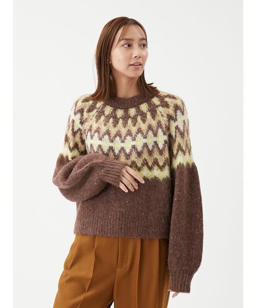 セール】アルパカシャギーノルディックラメニット（ニット/セーター