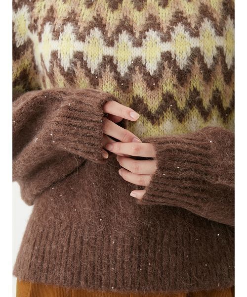 セール】アルパカシャギーノルディックラメニット（ニット/セーター