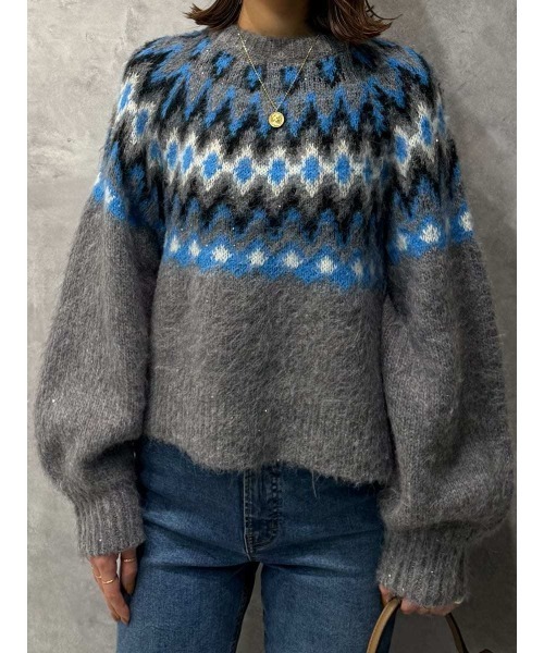 セール】アルパカシャギーノルディックラメニット（ニット/セーター