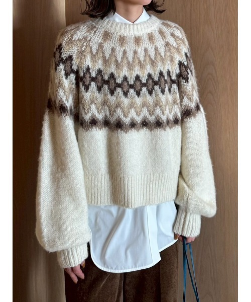 セール】アルパカシャギーノルディックラメニット（ニット/セーター