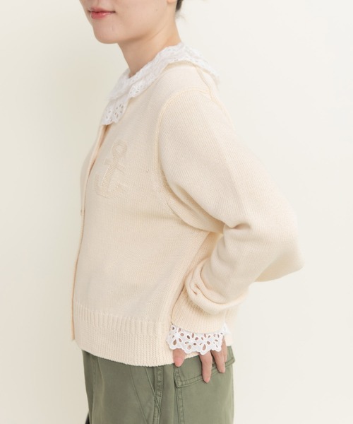 CHILD WOMAN（チャイルドウーマン）の「シルケットリリヤン いかりモチーフショートカーディガン（カーディガン/ボレロ・レディース・レッド/アイボリー/ネイビー・FREE）」の6枚目の写真