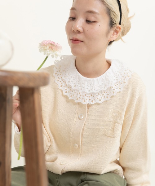 CHILD WOMAN（チャイルドウーマン）の「シルケットリリヤン いかりモチーフショートカーディガン（カーディガン/ボレロ・レディース・レッド/アイボリー/ネイビー・FREE）」の14枚目の写真