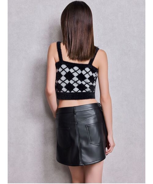 GYDA(ジェイダ)の「Argyll patternミニシャギーニットキャミ(キャミソール・レディース・ブラック/オフホワイト・FREE)」の5枚目の写真