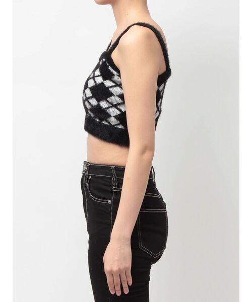 GYDA(ジェイダ)の「Argyll patternミニシャギーニットキャミ(キャミソール・レディース・ブラック/オフホワイト・FREE)」の12枚目の写真