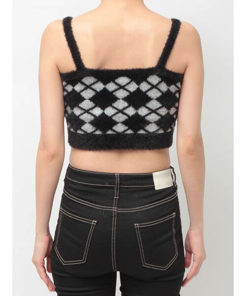 GYDA(ジェイダ)の「Argyll patternミニシャギーニットキャミ(キャミソール・レディース・ブラック/オフホワイト・FREE)」の13枚目の写真